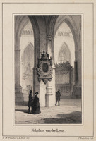 TvB G 5728
          <br/>
          Interieur St. Bavo bij de plaquette van Goltzius
          <br/>
          <em>Desterbecq, Françoise (1807-1896)</em>